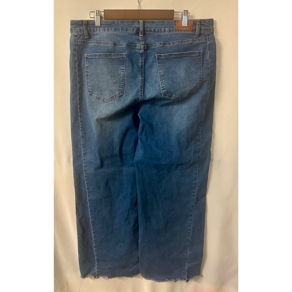 Sidefeel Women's Wide Leg Jeans High Waisted Strechy Raw Hem Denim Pants Size 18 - Picture 6 of 8